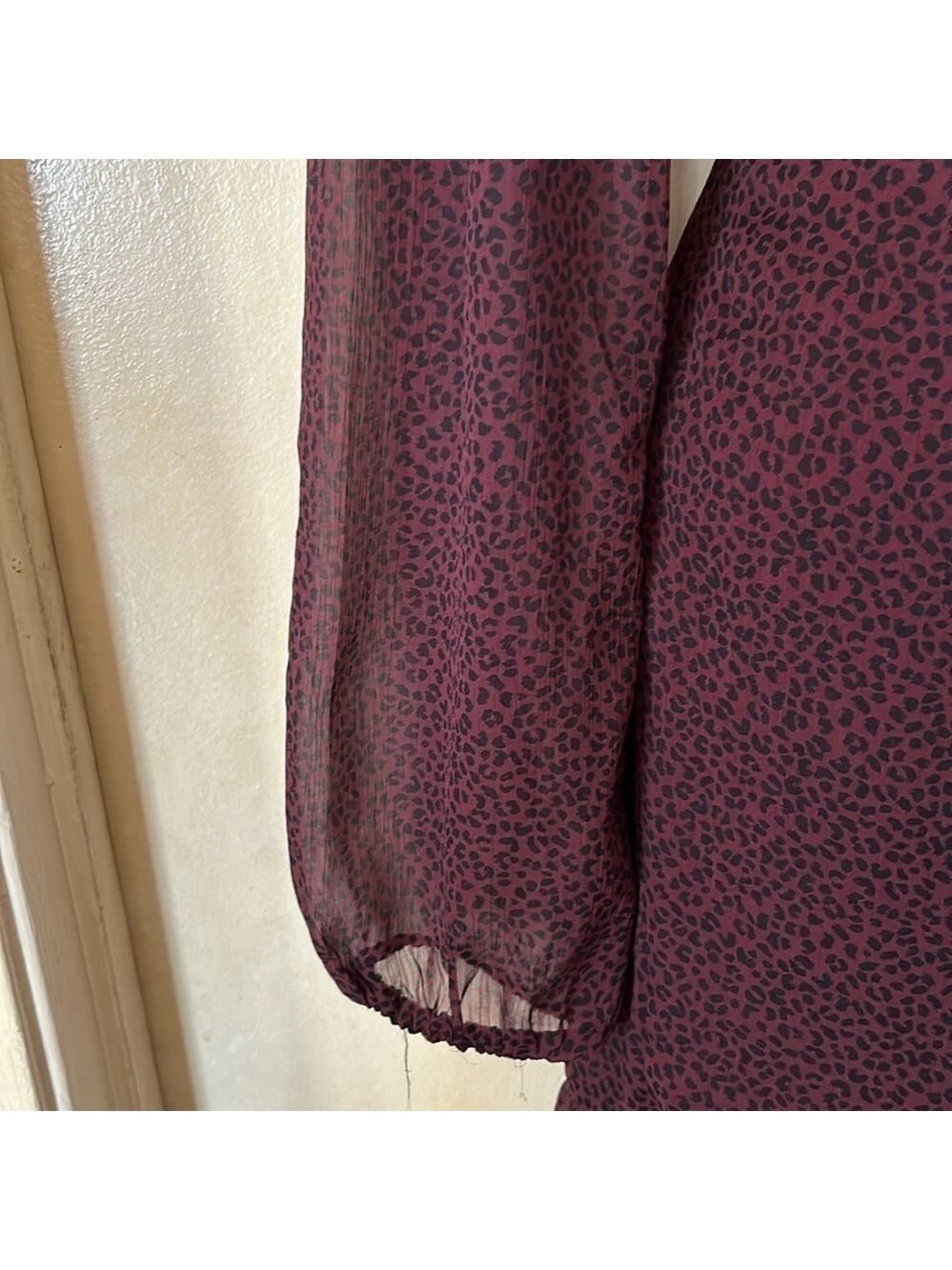 Abercrombie and Fitch dark purple animal print tie ruffle skirt dress size S - Picture 5 of 12